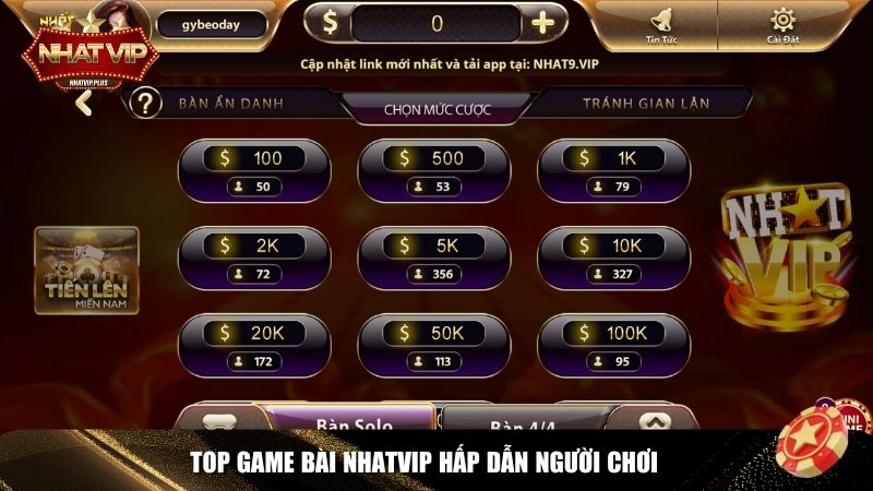 Top game bài Nhatvip hấp dẫn người chơi